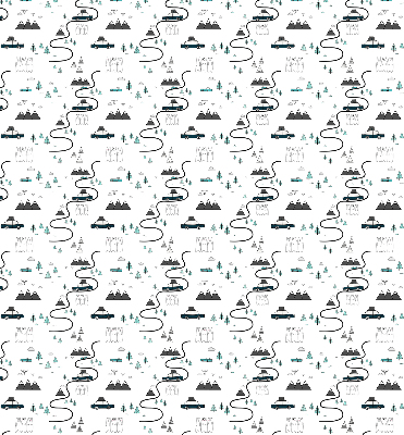 Blackout roller blind Forest and mountain path pattern