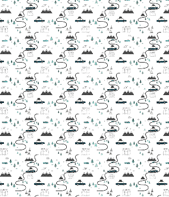 Blackout roller blind Forest and mountain path pattern