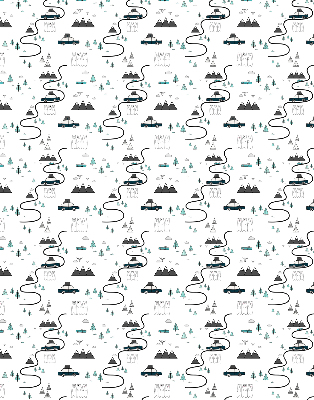 Blackout roller blind Forest and mountain path pattern