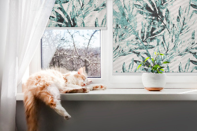 Fabric roller blind for window Leaves