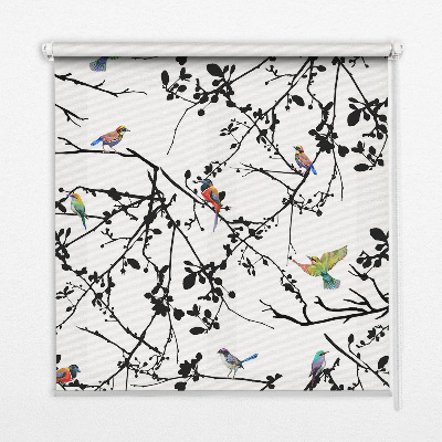 Blackout roller blind Birds on the branches