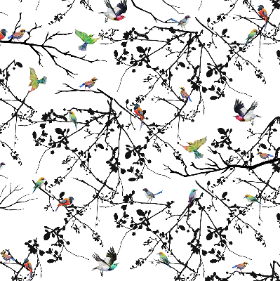 Blackout roller blind Birds on the branches