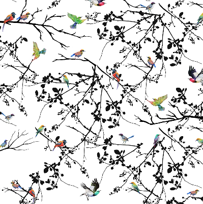 Blackout roller blind Birds on the branches