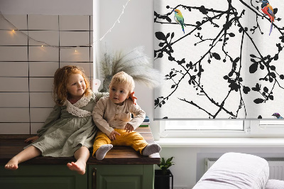 Blackout roller blind Birds on the branches