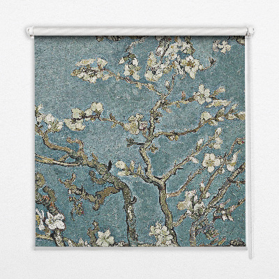 Blackout roller blind for window Twigs on a blue background
