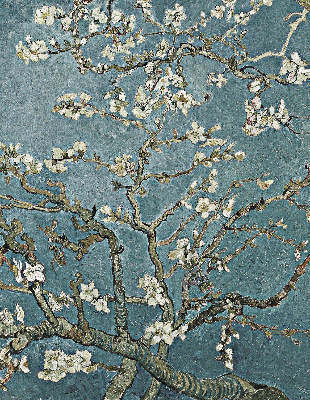Blackout roller blind for window Twigs on a blue background