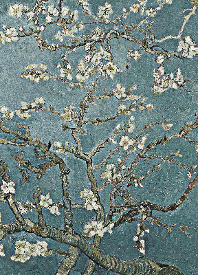 Blackout roller blind for window Twigs on a blue background