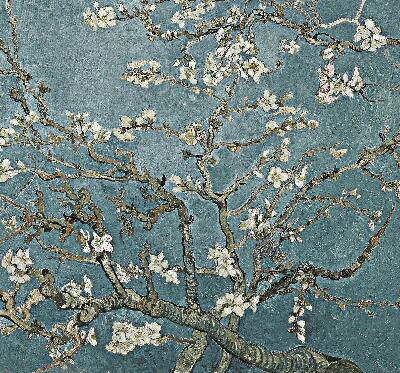 Blackout roller blind for window Twigs on a blue background