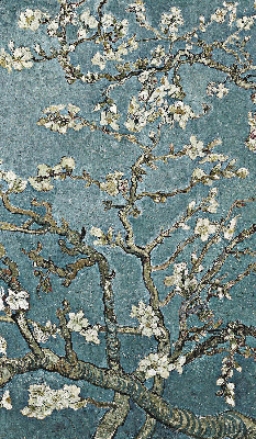 Blackout roller blind for window Twigs on a blue background
