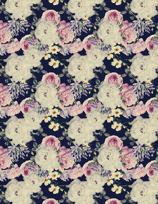 Fabric roller blind for window Roses