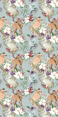 Blackout roller blind for window Roe deer birds and rabbits