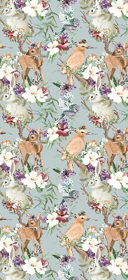 Blackout roller blind for window Roe deer birds and rabbits