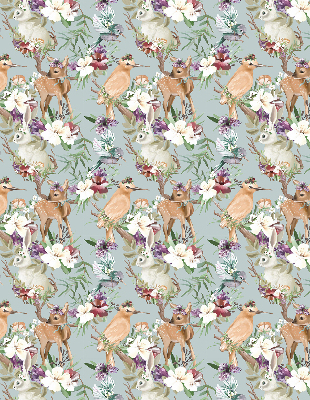 Blackout roller blind for window Roe deer birds and rabbits