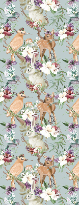 Blackout roller blind for window Roe deer birds and rabbits