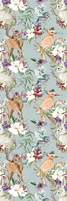 Blackout roller blind for window Roe deer birds and rabbits