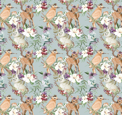 Blackout roller blind for window Roe deer birds and rabbits