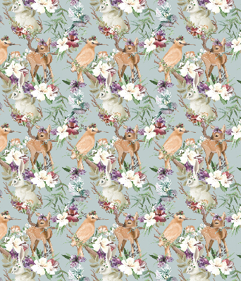 Blackout roller blind for window Roe deer birds and rabbits