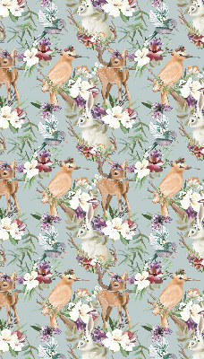 Blackout roller blind for window Roe deer birds and rabbits