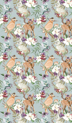 Blackout roller blind for window Roe deer birds and rabbits