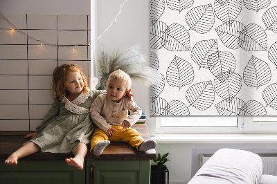 Fabric roller blind for window Drawn leaves
