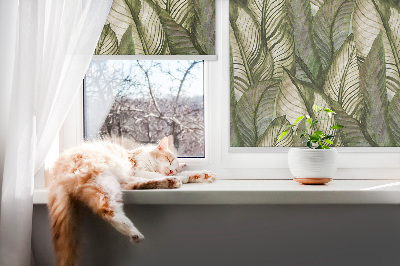 Blackout roller blind for window Leaves