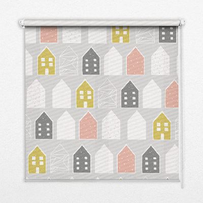 Fabric roller blind for window Drawn houses