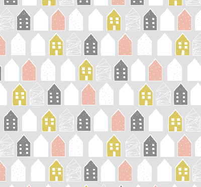 Fabric roller blind for window Drawn houses