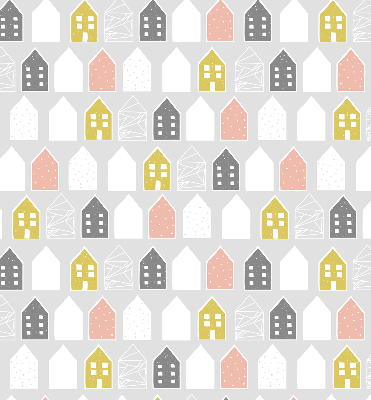 Fabric roller blind for window Drawn houses