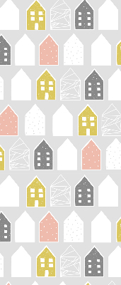 Fabric roller blind for window Drawn houses