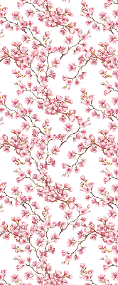 Blackout roller blind Pink petals of buds on the tree