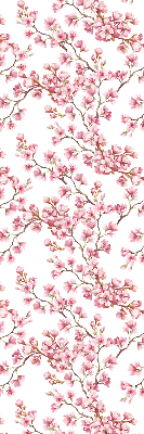 Blackout roller blind Pink petals of buds on the tree