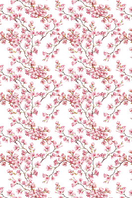 Blackout roller blind Pink petals of buds on the tree