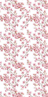 Blackout roller blind Pink petals of buds on the tree