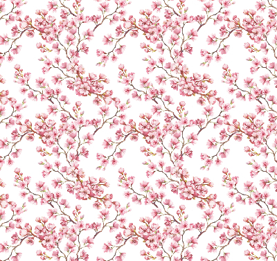 Blackout roller blind Pink petals of buds on the tree