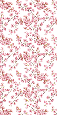 Blackout roller blind Pink petals of buds on the tree