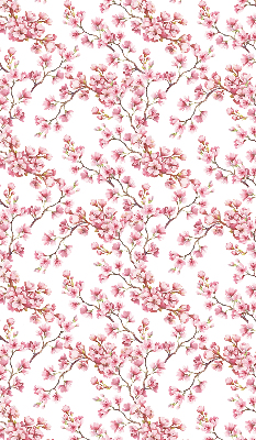Blackout roller blind Pink petals of buds on the tree