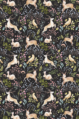 Fabric roller blind for window Roe deer birds and rabbits