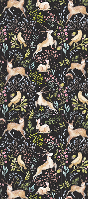Fabric roller blind for window Roe deer birds and rabbits