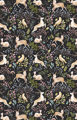 Fabric roller blind for window Roe deer birds and rabbits