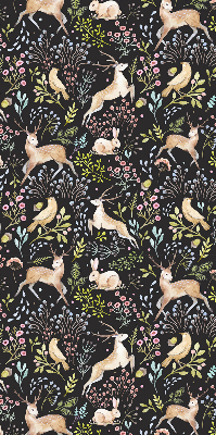 Fabric roller blind for window Roe deer birds and rabbits