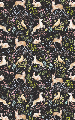 Fabric roller blind for window Roe deer birds and rabbits