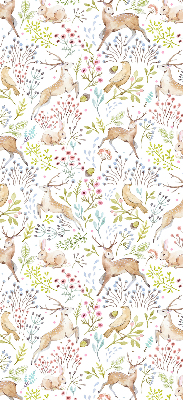 Blackout roller blind Roe deer birds and rabbits