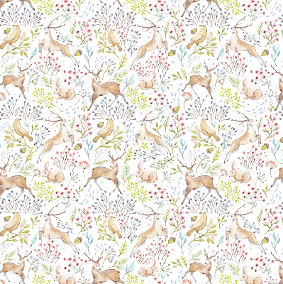 Blackout roller blind Roe deer birds and rabbits