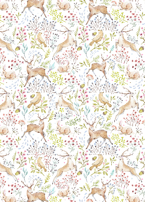 Blackout roller blind Roe deer birds and rabbits