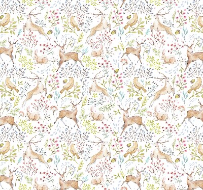 Blackout roller blind Roe deer birds and rabbits