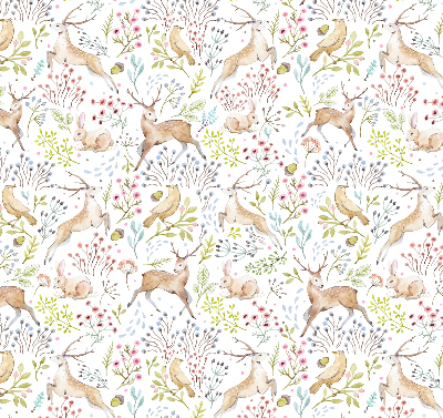 Blackout roller blind Roe deer birds and rabbits
