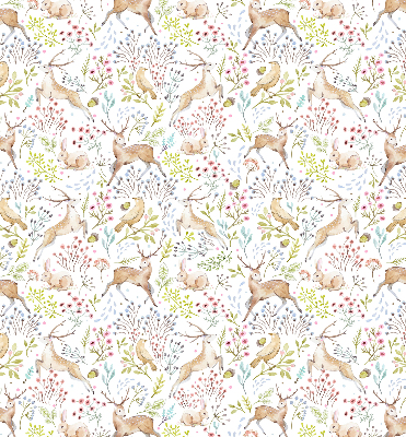 Blackout roller blind Roe deer birds and rabbits