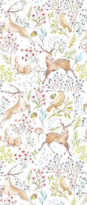 Blackout roller blind Roe deer birds and rabbits