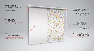 Blackout roller blind Roe deer birds and rabbits
