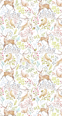 Blackout roller blind Roe deer birds and rabbits